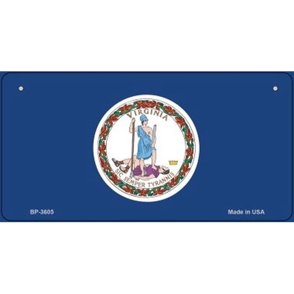 Smart Blonde BP-3605 3 x 6 in. Virginia Flag Novelty Metal Bicycle Plate