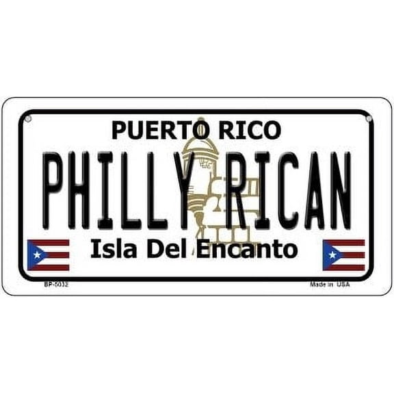 Smart Blonde BP-5032 3 x 6 in. Philly Rican Puerto Rico State Novelty Metal Bicycle Plate