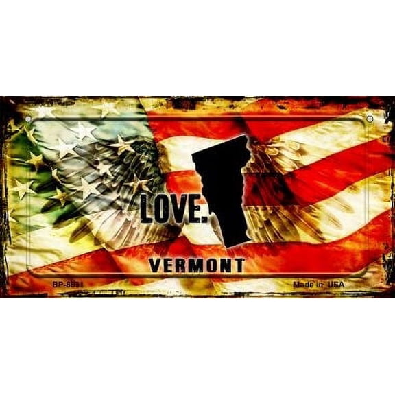 Smart Blonde BP-8631 3 x 6 in. Vermont Love & Wings Novelty Metal Bicycle Plate