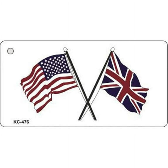 Smart Blonde KC-476 USA Britain Crossed Flags Novelty Key Chain