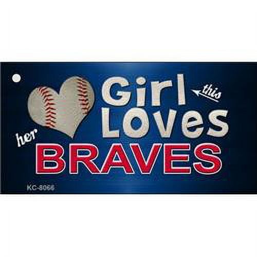 Smart Blonde KC-8066 1. 5 x 3 inch This Girl Loves Her Braves Novelty Metal Key Chain