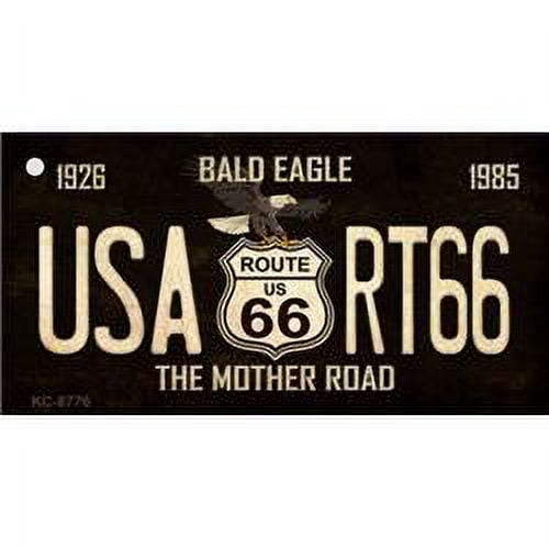 Smart Blonde KC-8776 1. 5 x 3 inch Bald Eagle Route 66 Novelty Metal Key Chain