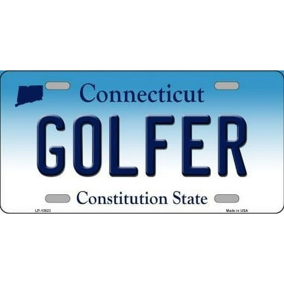 Smart Blonde LP-10923 6 x 12 in. Golfer Connecticut Novelty Metal Vanity License Plate Tag