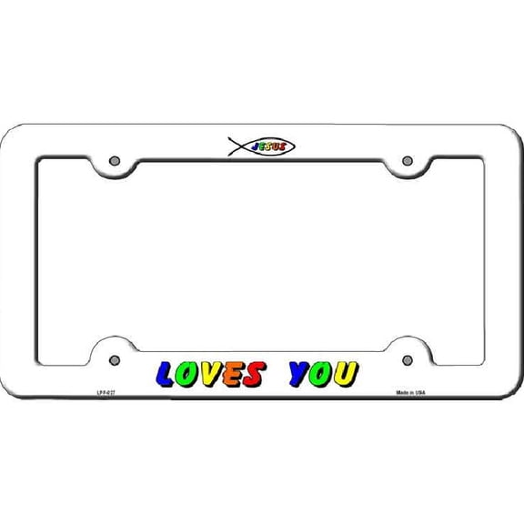 Smart Blonde LPF-027 6 x 12 in. Jesus Loves You Novelty Metal License Plate Frame