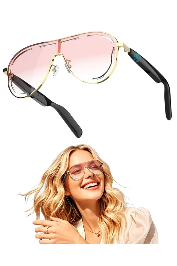 Smart Bluetooth 5.4 Audio Sunglasses - Open-Ear Wireless Music & Call Eyewear with Protection & Blue Light Blocking Lenses - Waterproof Hands-Free Shades for Sports (1pcs)