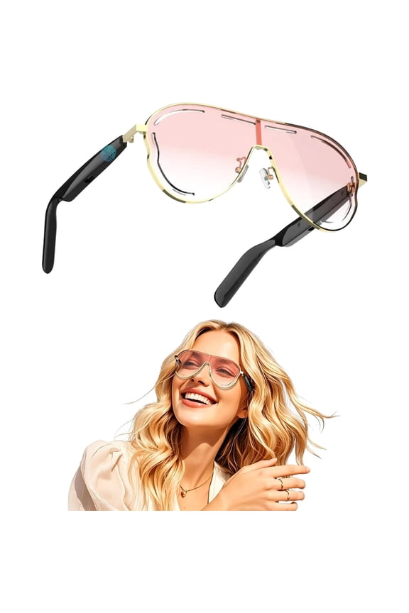Smart Bluetooth 5.4 Audio Sunglasses - Open-Ear Wireless Music & Call Eyewear with Protection & Blue Light Blocking Lenses - Waterproof Hands-Free Shades for Sports (1PC)