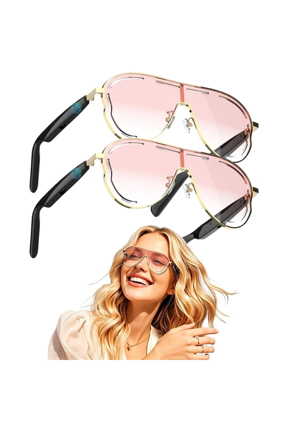 Smart Bluetooth 5.4 Audio Sunglasses - Open-Ear Wireless Music & Call Eyewear with Protection & Blue Light Blocking Lenses - Waterproof Hands-Free Shades for Sports (2PCS)