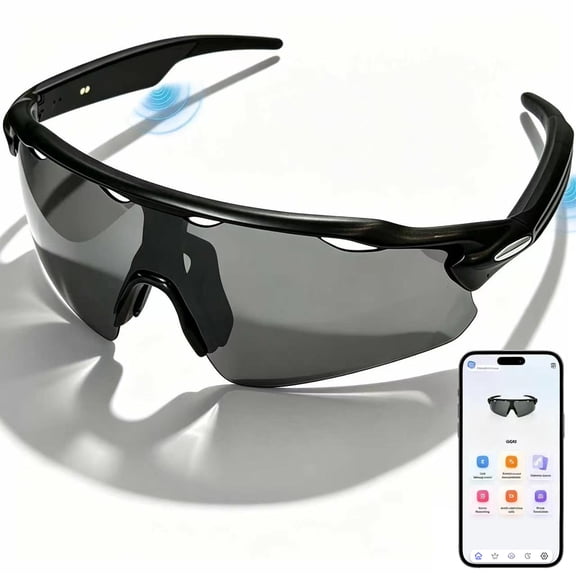 Smart Bluetooth Audio Glasses, Open-Ear Headphones with Music & Calls, UV400 for Sports