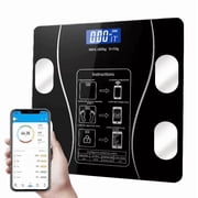 Smart Bluetooth Body Fat Scale, Digital Bathroom Scale with LCD Display, 12 Body Metrics, 400 lb Capacity, Black