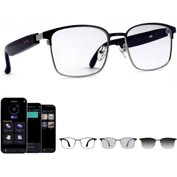Smart Bluetooth Glasses with AI Translation, 164 Languages Translator, with Speaker,Photochromic Lenses, TR90 Frame, 5H Battery Life, Open-Ear Audio for Men & Women, Driving,Travel&Work