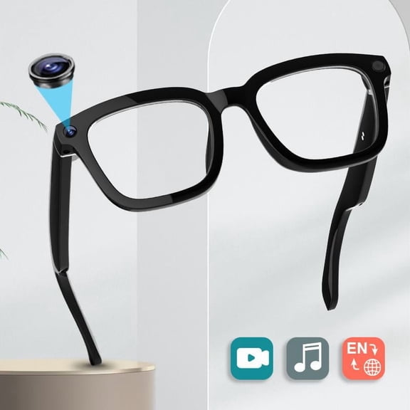 Smart Bluetooth Glasses with Camera, 1080p Video Recording Wearable Glasses, Multifunctional Wireless Audio Glasses with Headphone, Outdoor Sports Camera Sunglasses with Intelligent Voice Assistant,