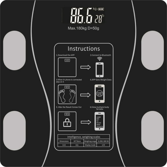 Miserwe Smart Bluetooth Body Fat Scale, Digital Weight & Fat Measurement Scale for Adults, Easy Body Metrics Management for Home Use