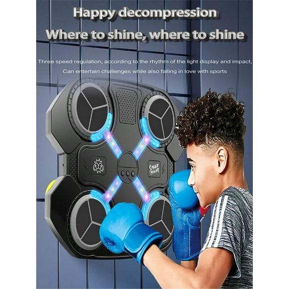 Smart Bluetooth Music Boxing Machine with LED Lights, Wall Mounted Punching Bag for Home Workouts, USB Powered Agility Reaction Training Equipment, Boxing Game Gift for Kids and Adults