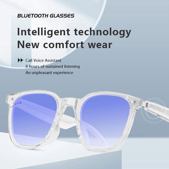 Smart Bluetooth Polarized Sunglasses with Speaker, UV Protection, Unisex, Blue