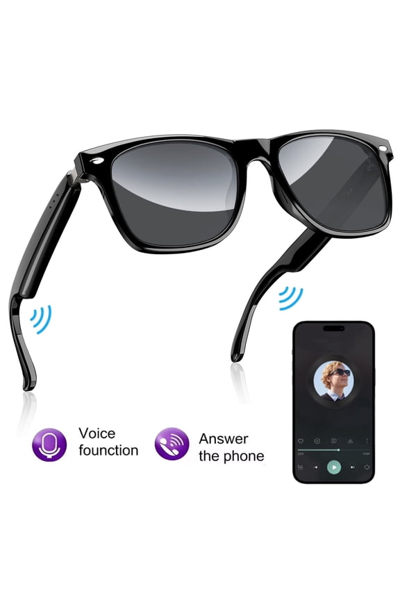 Smart Bluetooth Sunglasses with Speakers, Wireless Audio Sunglasses for Men and Women, Built-in Mic, Hands-Free Calls & Music Touch Control,Voice Assistant Lightweight for Travel Work Business