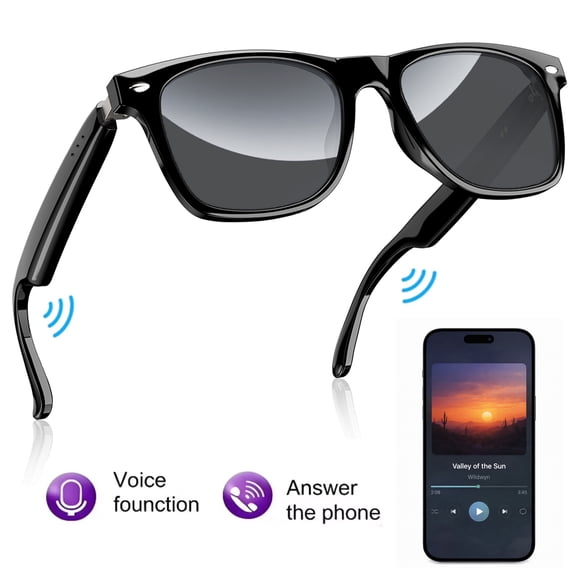 Smart Bluetooth Sunglasses with Speakers, Wireless Audio Sunglasses for Men and Women, Built-in Mic, Hands-Free Calls & Music Touch Control,Voice Assistant Lightweight for Travel Work Business