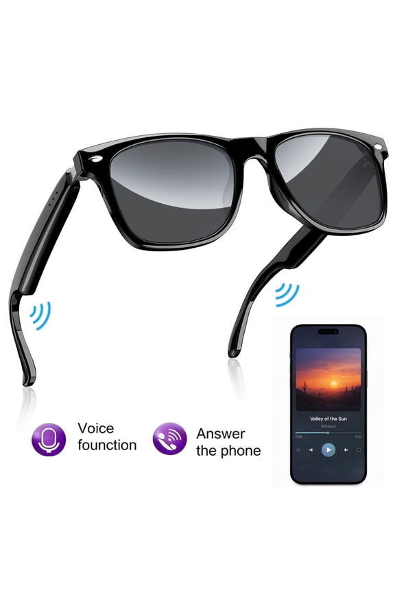 Smart Bluetooth Sunglasses with Speakers, Wireless Audio Sunglasses for Men and Women, Built-in Mic, Hands-Free Calls & Music Touch Control,Voice Assistant Lightweight for Travel Work Business