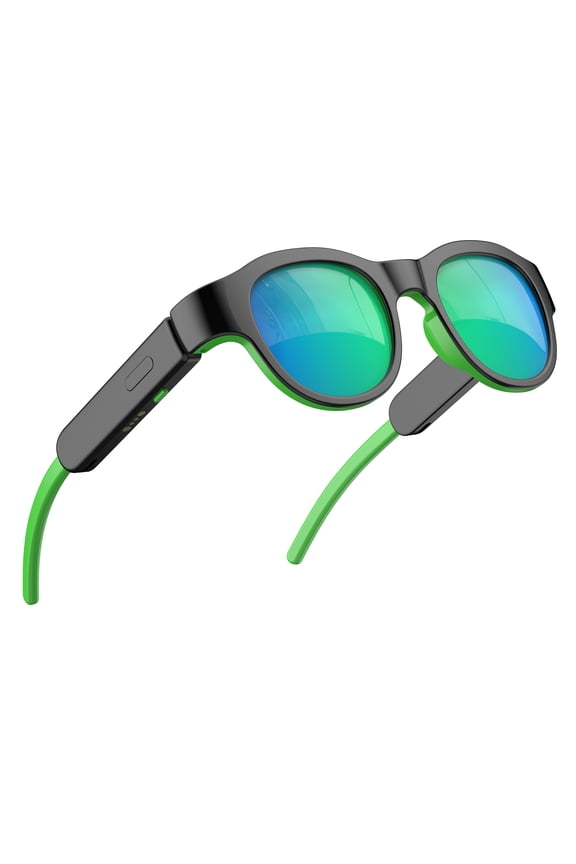 Smart Bluetooth Sunglasses for Kids, Polarized UV Protection, Open Ear Audio, Hands-Free Calls (Green)