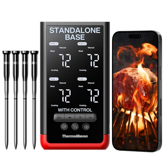 Smart Bluetooth Wireless Meat Thermometer – 4-Probe, WiFi Unlimited Range, 6 Sensors with NIST Certified Accuracy, Ideal for BBQ, Grill, Kitchen, Oven, Smoker & Rotisserie