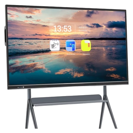 Smart Board, 4K Uhd 75''Digital Electronic Calendar, Dual System Cloud Sharing Performance Interactive Whiteboard for Meetings and Presentations