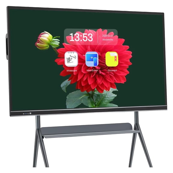 Smart Board, 75''4K UHD Digital Electronic Interactive Whiteboard, screen mirroring Dual System touchscreen monitor for Office and Business Meeting Board