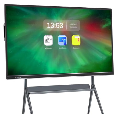 Smart Board 75''All-in-One Touch Screen Interactive Whiteboard, Dual System Optimizes Performance, Cloud Sharing Keeps Everyone in the Loop For Education, Office & Presentations