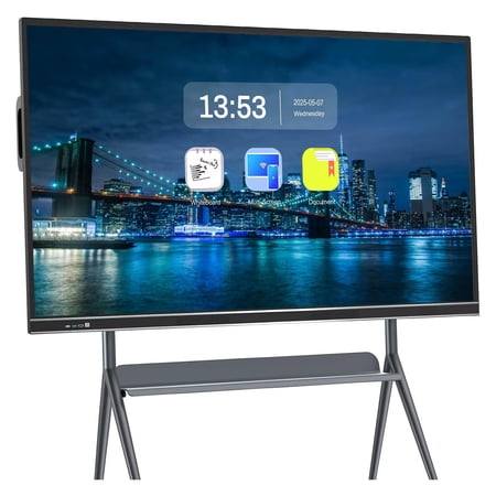 Smart Board 75 Inch All-in-One Touch Screen, Interactive Whiteboard with Dual System & Cloud Sharing Great for Classroom, Office & Presentations