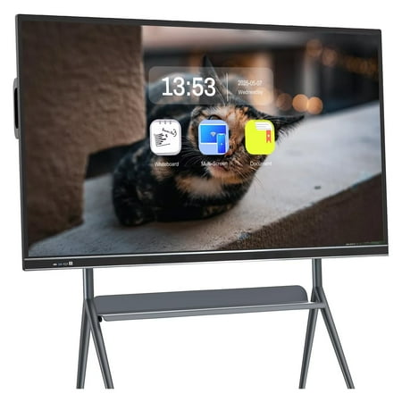Smart Board 75 Inch Interactive Whiteboard, All-in-One Touch Screen Computer with Dual System & Cloud Sharing Digital Whiteboard for Classroom, Office & Presentations
