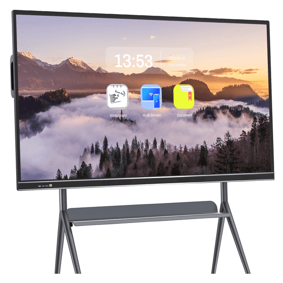 Smart Board for Classroom, 75 Inch Touch Screen All-In-One Computer, Multi-Touch Dual System Interactive Whiteboard for Conference for Education