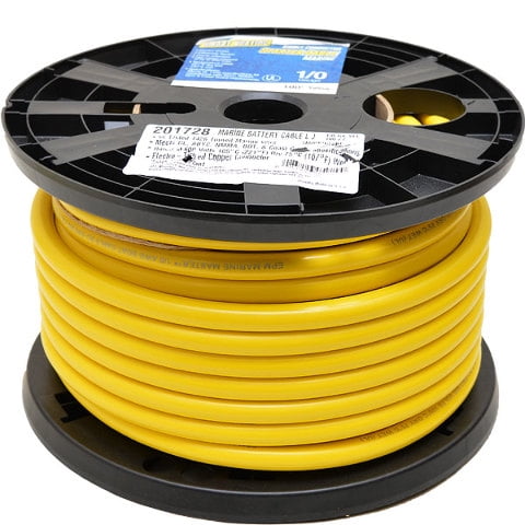 Smart Boat Marine Grade Battery Cable | 1/0 AWG Yellow (100 FT) Tinned