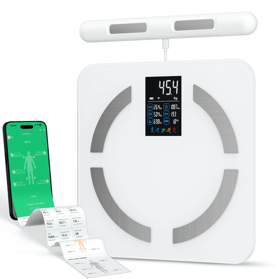 Smart Body Fat Scale, 8 Electrodes, 23 Metrics (Weight, BMI, Muscle, Fat, Water), Bluetooth,8 members