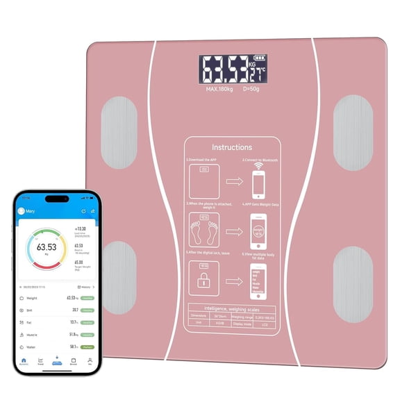 Bluetooth Smart Bathroom Scales for Body Weight Digital Scale Body Fat BMI Scale, with Composition Analyzer, 400lbs Capacity, Black/Pink/White