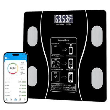 Smart Body Fat Scale, Bluetooth Digital Bathroom Scale with BMI, Muscle Mass, Body Water & Weight Tracking, Durable Health Analyzer for Home Use (Black)