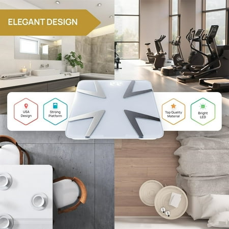 Smart Body Fat Scale, Highly Accurate Bluetooth Digital Bathroom Body Composition Analyzer, Measures Weight, Body Fat, Water, Muscle, BMI, Visceral Fat & Bone Mass for Unlimited Users
