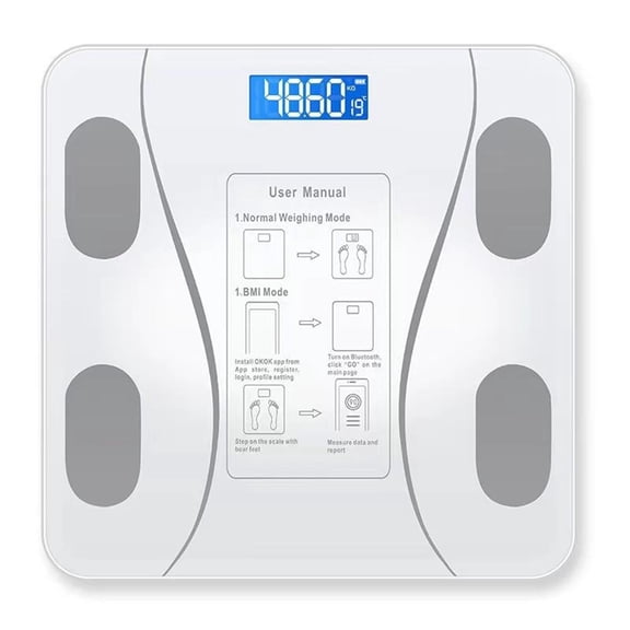 Smart Body Fat Scale with Led Display - Digital Bathroom Scale with Bluetooth, for Body Composition Measurement, Muscle Mass, BMI, and Body Water Analysis, Home Fitness and Daily Wellness Use (White)