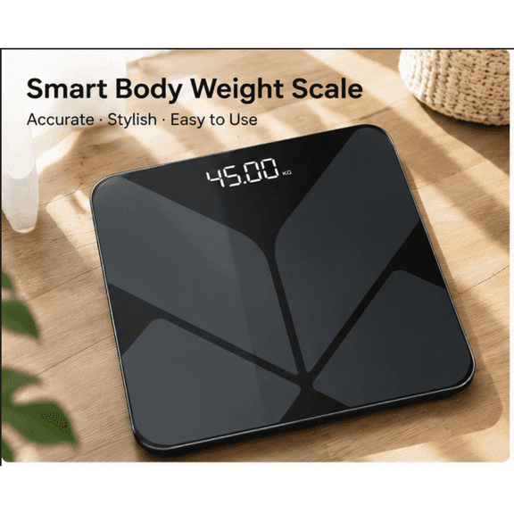 Smart Body Weight Scale, Digital Bathroom Scale With LED Display, Tempered Glass Surface, Anti-Slip Feet, Slim Modern Design, Accurate Home Weighing Scale