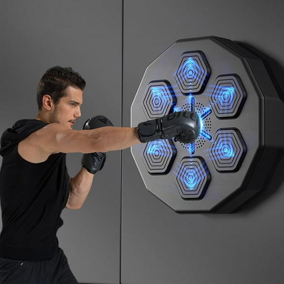 Smart Boxing Machine Portable Music Boxing Equipment Punching Machine Electronic Wall Mounted USB Boxing Training Fun Fighting Game with Bluetooth Gloves