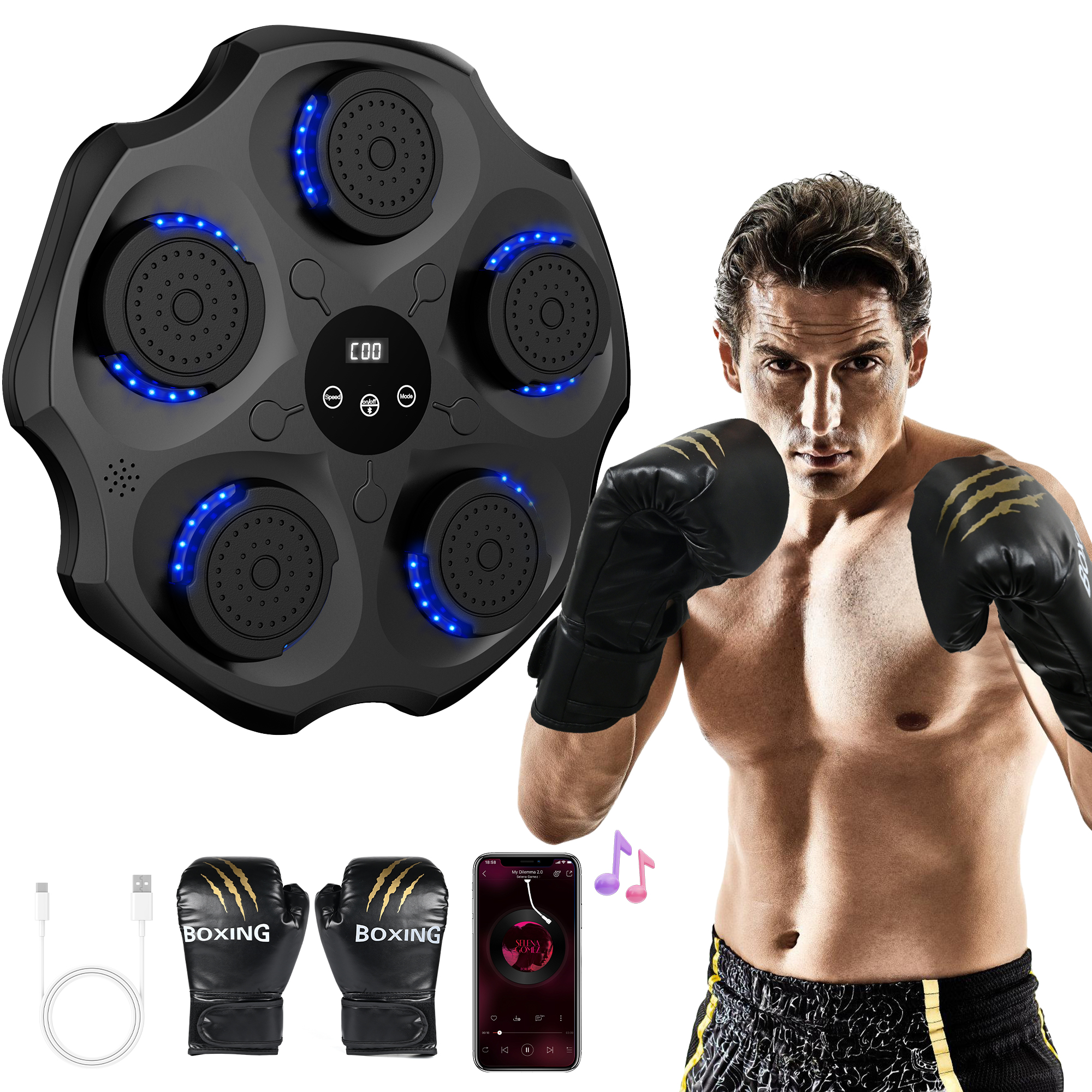 2024 Upgraded Adult Smart Music Boxing Machine, Electronic Boxing Machine with Boxing Gloves