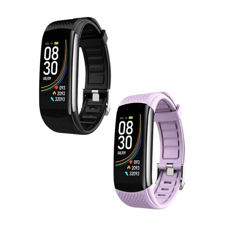 2PCS Fitness Tracker Smart Watch with Oxygen Pressure 24 Hour Heart Rate and Sleep Tracking Waterproof Calorie Pedometer Watches for Women Men