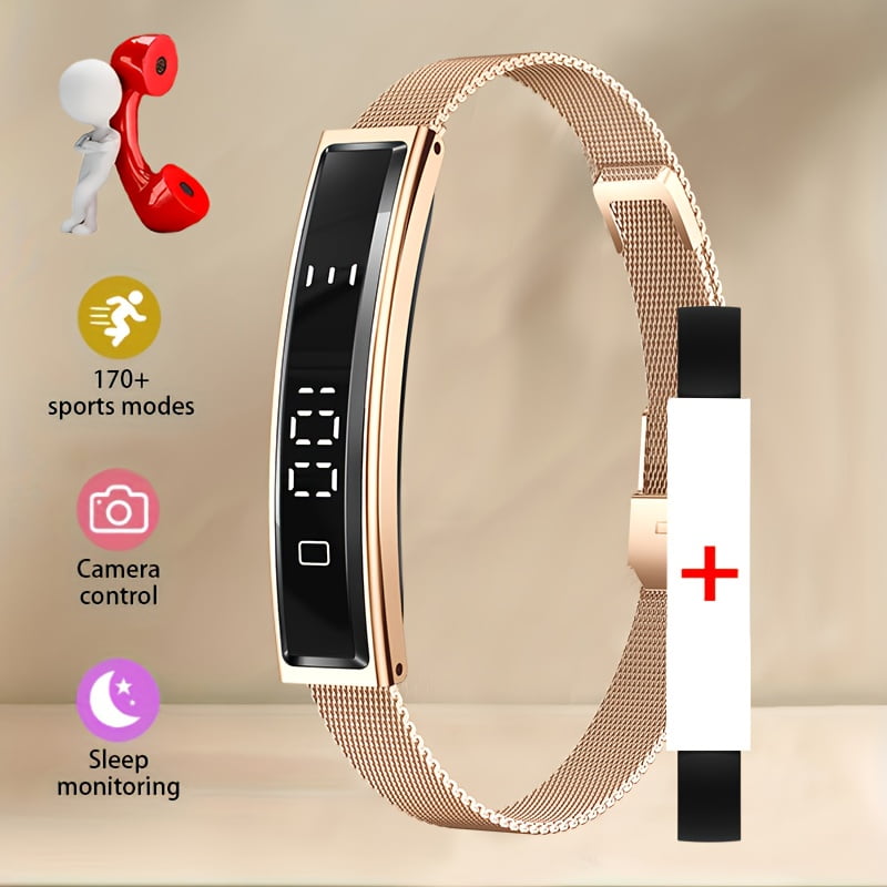 Smart Bracelet with HD Touch Screen, Zinc Alloy Case, Sports Tracker & Step Counter - Multifunctional Fitness Watch, Compatible with Iphone/ Android, USB Rechargeable Battery, Smart Notifications