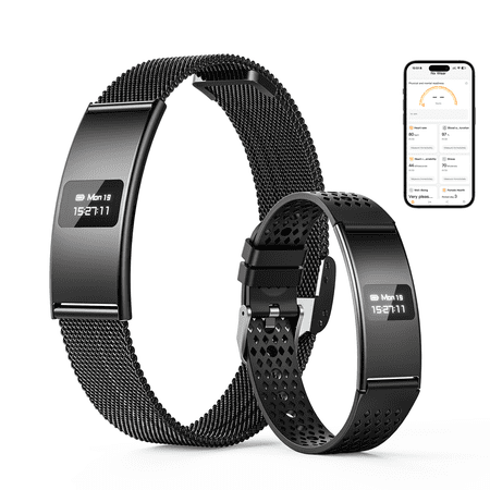 Smart Bracelet, Subscription-Free 24/7 Health Tracking, Heart Rate, SpO2, HRV & Sleep Tracker with IPX8 Waterproof, Wearable Activity & Fitness Tracker, 7-Day Battery, 2 Bands
