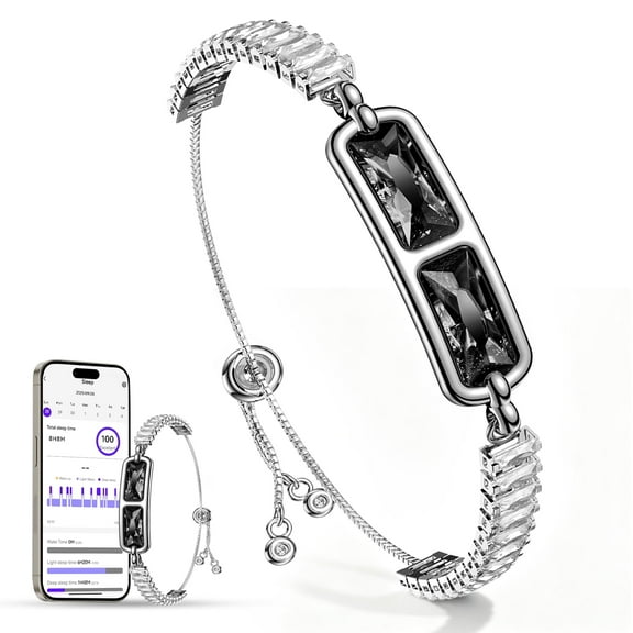 Smart Bracelet, Wearable Activity & Fitness Tracker Band, Black Gemstone Edition Wristband for Women, Free APP