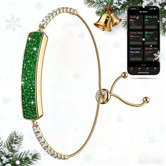 Smart Bracelet for Women/Girl, Luxury Design with Colored Diamonds Bracelet, Health Fitness Tracker 24/7 Heart Rate/HRV/Sleep Monitor, Activity Sports Modes for iOS Android