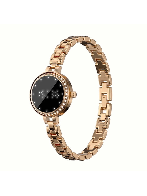 Smart Bracelet for Women,Luxury Fitness Tracker, Health & Sleep Monitor,Multi-Sport Modes,Remote Camera Control,Call & Message Alerts,Elegant Gold Jewelry SmartWatch for iOS Android