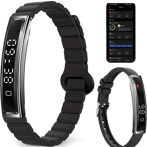 [Smart Bracelet] Women's 5ATM Waterproof Fitness Tracker, Pedometer, Sleep & Period Health Monitoring, Free App, iOS & Android Compatible, Ideal Gift for Wife/Mom