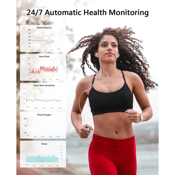 Smart Bracelet for Women Men - 170+ Sports Modes, 24H Sleep Tracker,  Health Monitoring, 1ATM Waterproof