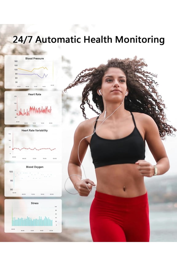 Smart Bracelet for Women Men - 170+ Sports Modes, 24H Sleep Tracker,  Health Monitoring, 1ATM Waterproof