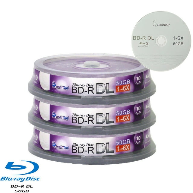 Smart Buy 30disc 50GB 6x BluRay BDR DL Dual Layer Logo Top Surface