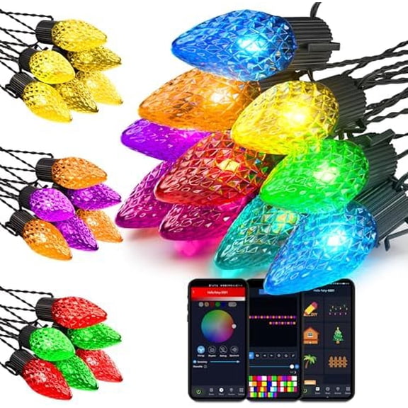 Smart C9 Christmas Lights Outdoor, 115FT 150 LEDs, APP Remote Controlled RGB String Lights with 80+ Modes Color Changing DIY Chasing Xmas Waterproof String Light for Patio Xmas Decor$$
