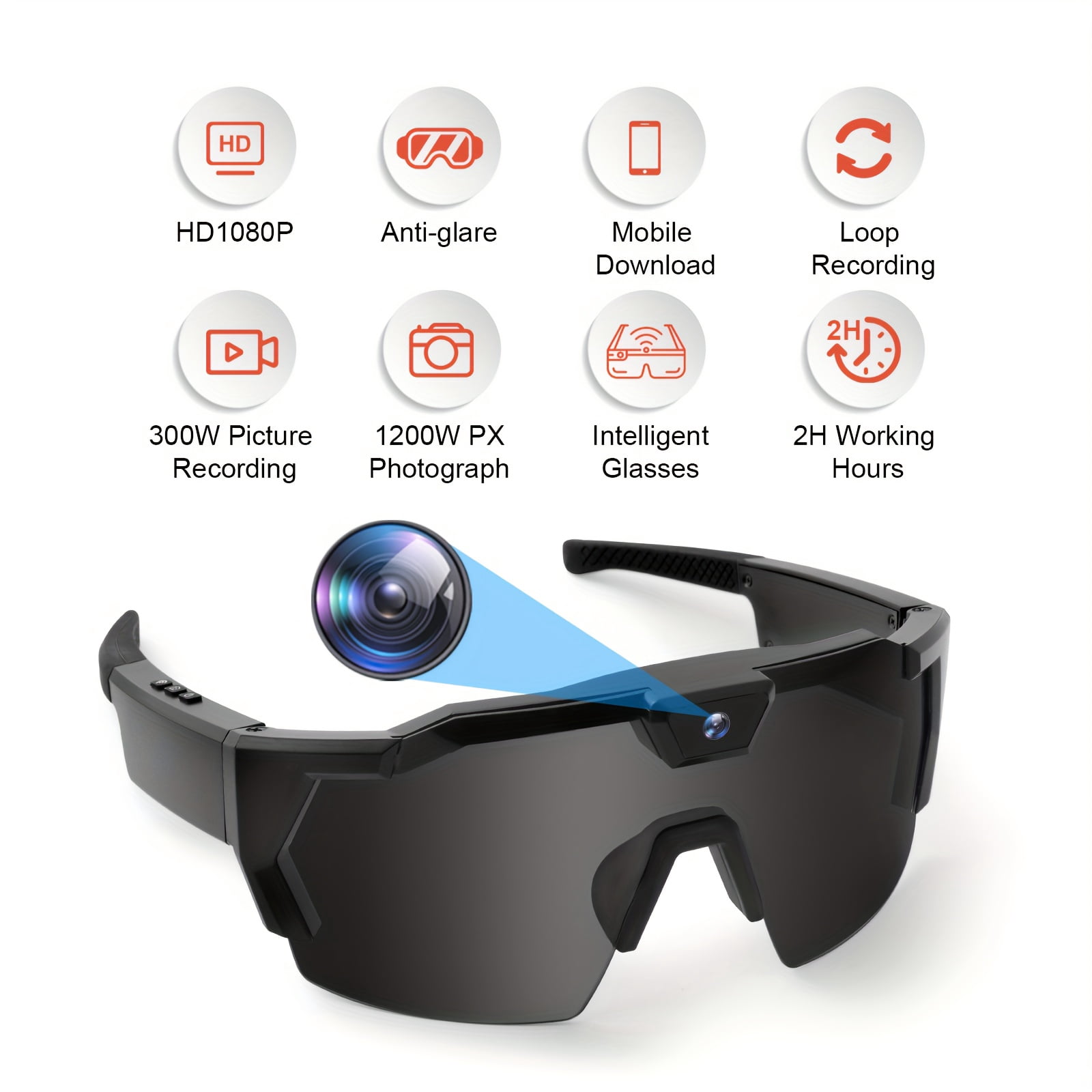 Smart Camera Glasses, Outdoor Sports HD Recording Video, Cycling Action Glasses, Wearable Audio Take With 32GB Card